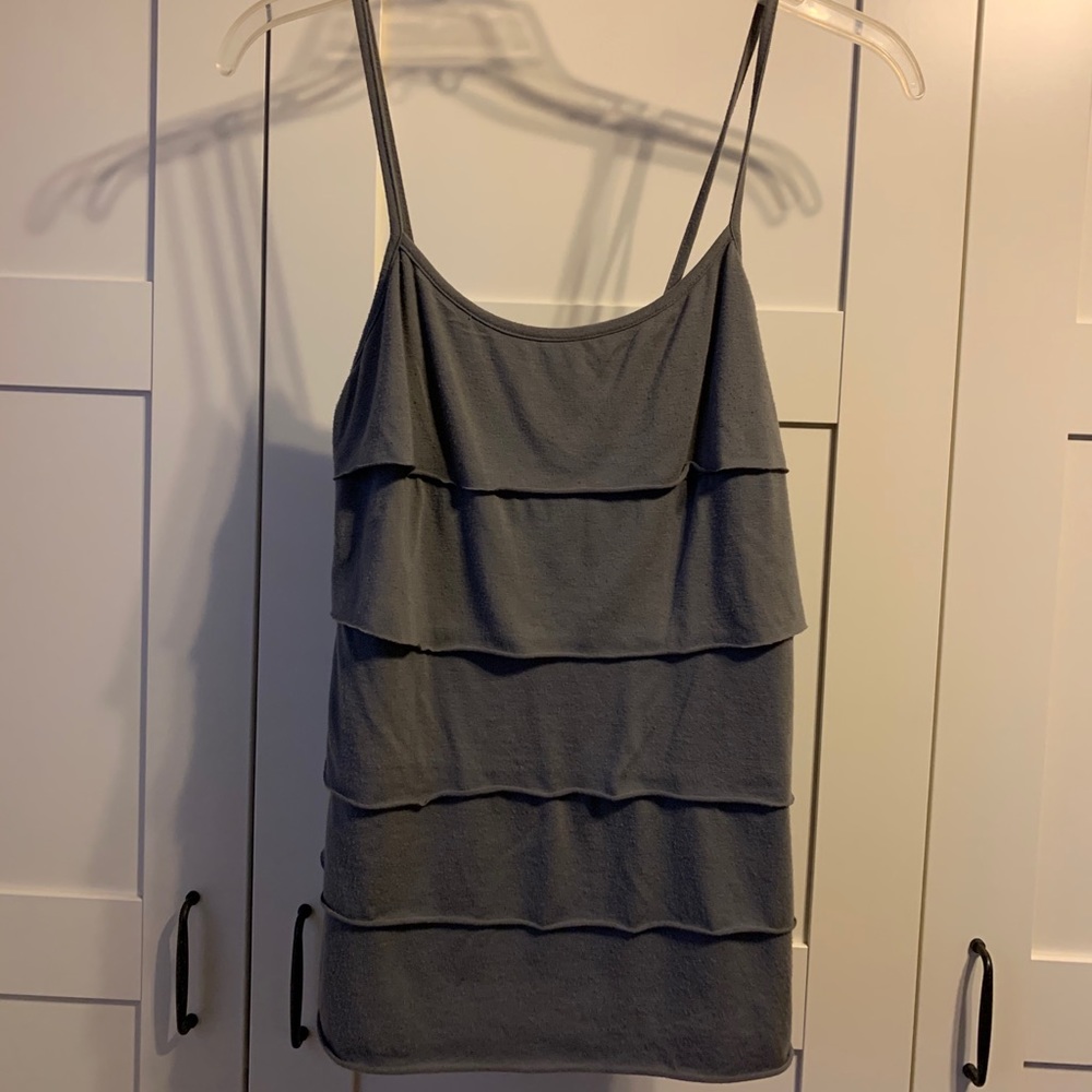 Gray layered ruffle tank